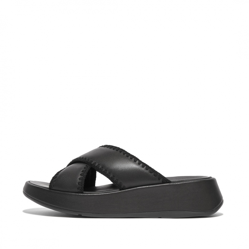 Fitflop F-Mode Slides Women\'s Slides Black | IE-DXER-60817