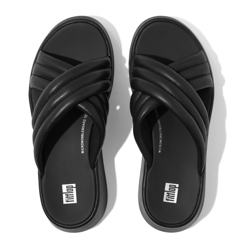 Fitflop F-Mode Slides Women's Slides Black | IE-RMCI-58679