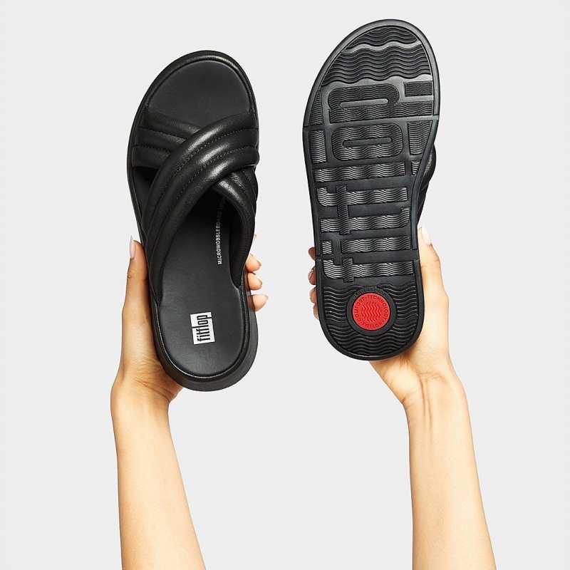 Fitflop F-Mode Slides Women's Slides Black | IE-RMCI-58679