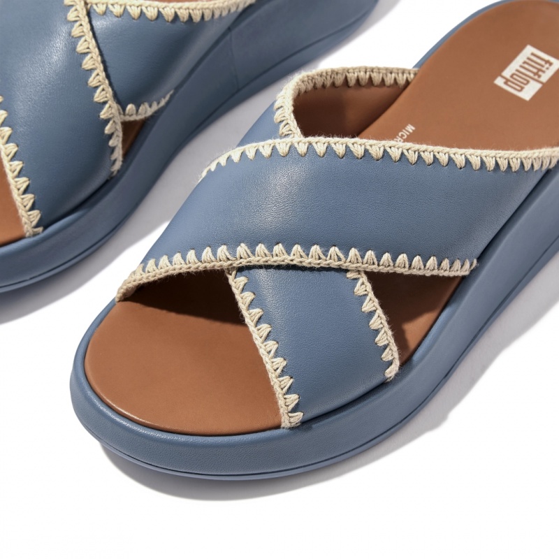 Fitflop F-Mode Slides Women's Slides Blue | IE-VRZK-38591