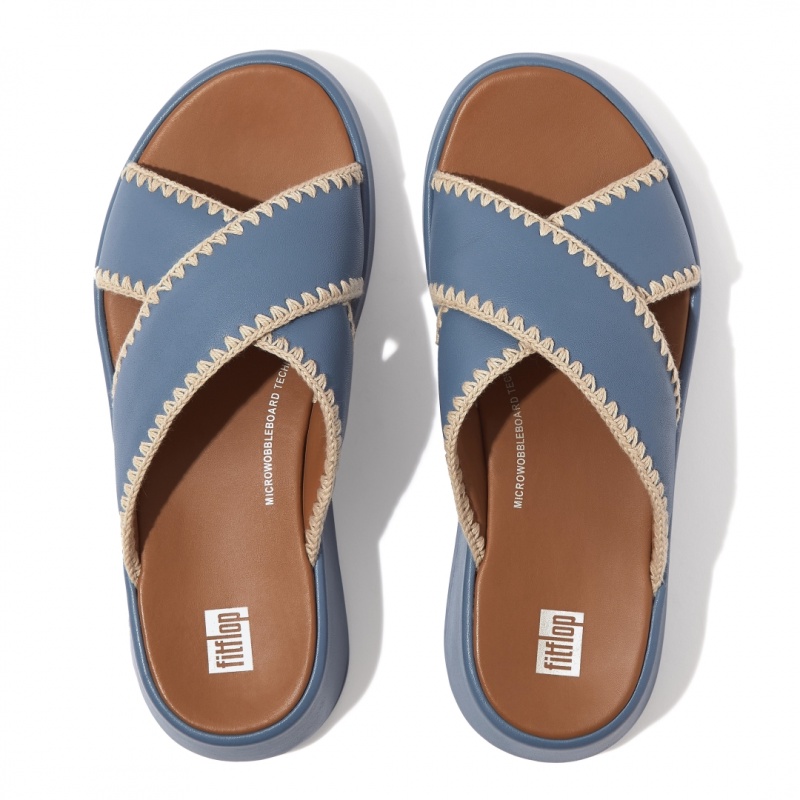 Fitflop F-Mode Slides Women's Slides Blue | IE-VRZK-38591