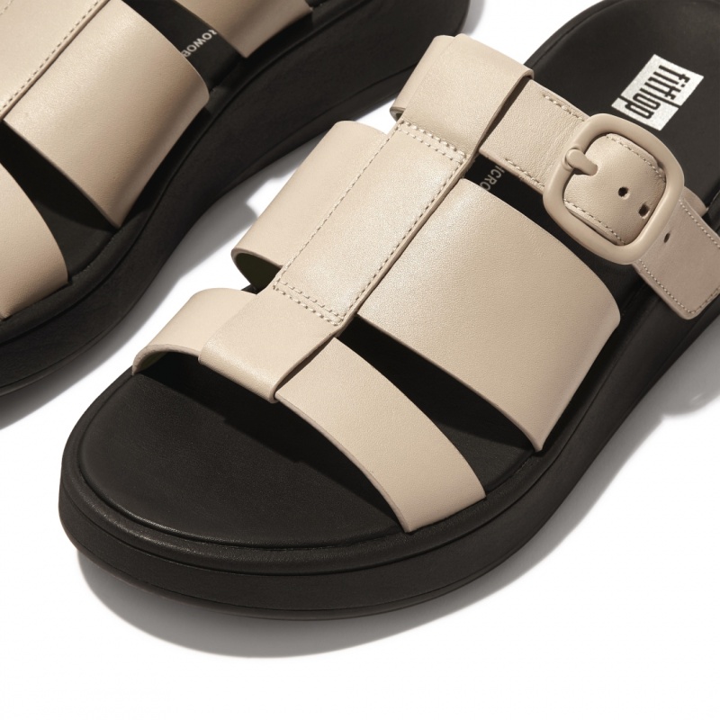 Fitflop F-Mode Slides Women's Slides Grey / Yellow | IE-BMHL-27630