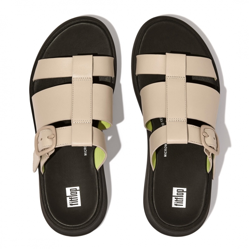 Fitflop F-Mode Slides Women's Slides Grey / Yellow | IE-BMHL-27630