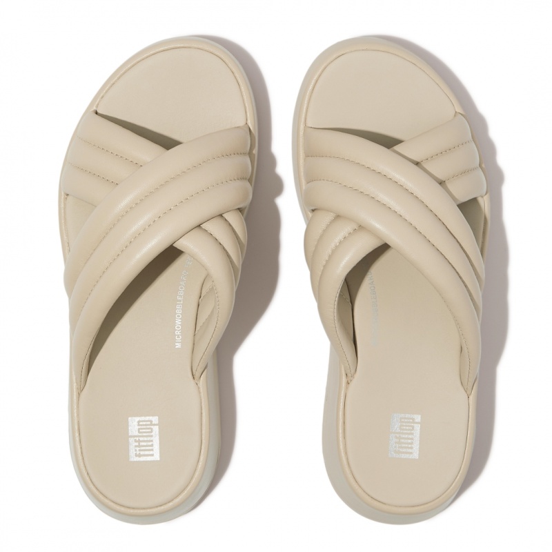 Fitflop F-Mode Slides Women's Slides Grey Beige | IE-TYUA-70542