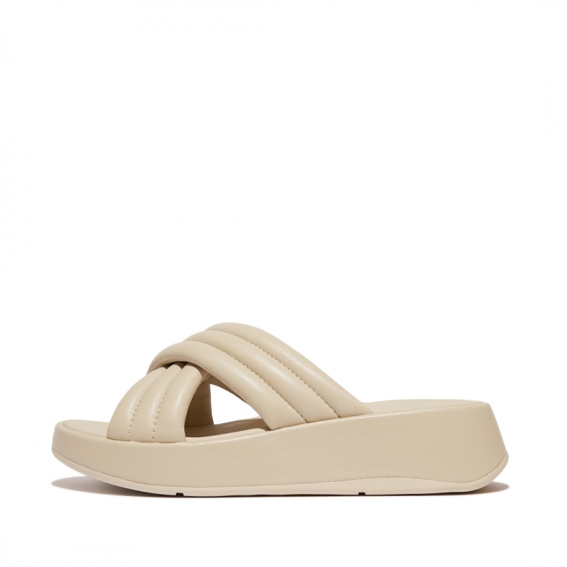 Fitflop F-Mode Slides Women\'s Slides Grey Beige | IE-TYUA-70542