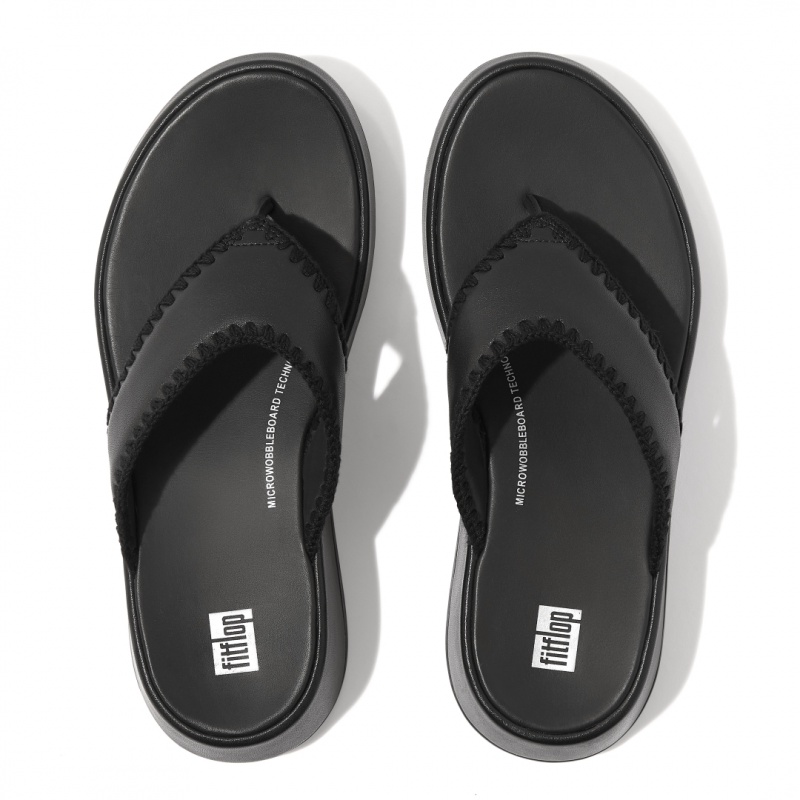 Fitflop F-Mode Toe Thongs Women's Thongs Black | IE-WJGU-81092