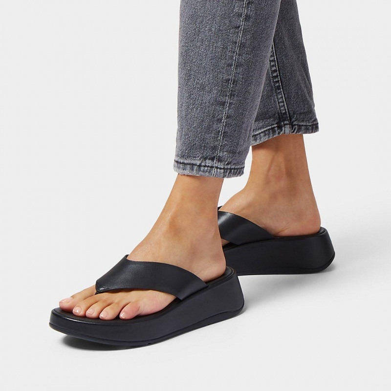 Fitflop F-Mode Toe Thongs Women's Thongs Black | IE-CMOZ-72645