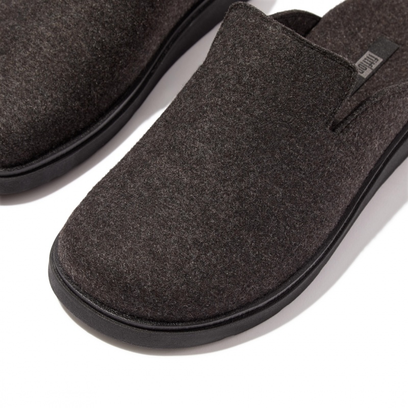 Fitflop Gen-Ff Felt Polyester Men's Mules Black | IE-RMWJ-51640