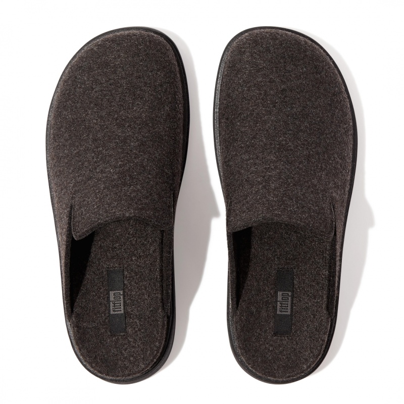 Fitflop Gen-Ff Felt Polyester Men's Mules Black | IE-RMWJ-51640