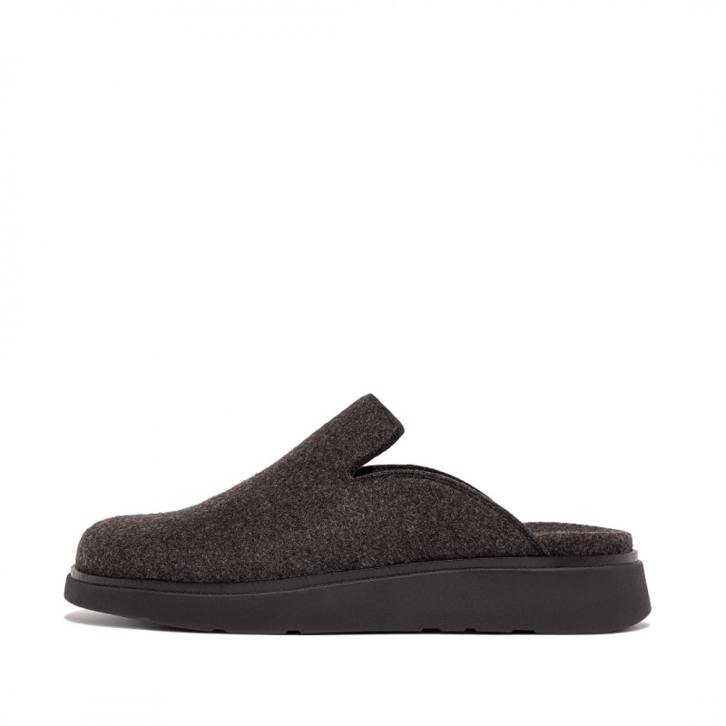 Fitflop Gen-Ff Felt Polyester Men\'s Mules Black | IE-RMWJ-51640