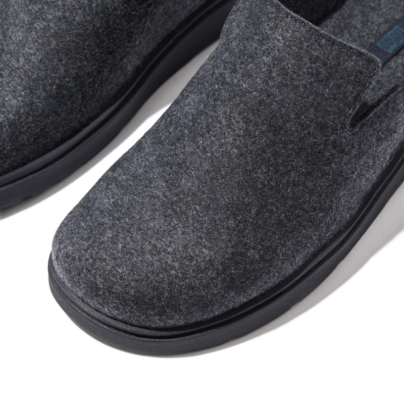 Fitflop Gen-Ff Felt Polyester Men's Mules Navy | IE-FDQR-80954