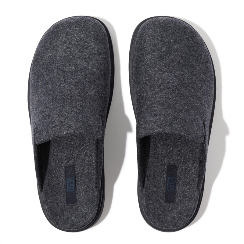 Fitflop Gen-Ff Felt Polyester Men's Mules Navy | IE-FDQR-80954