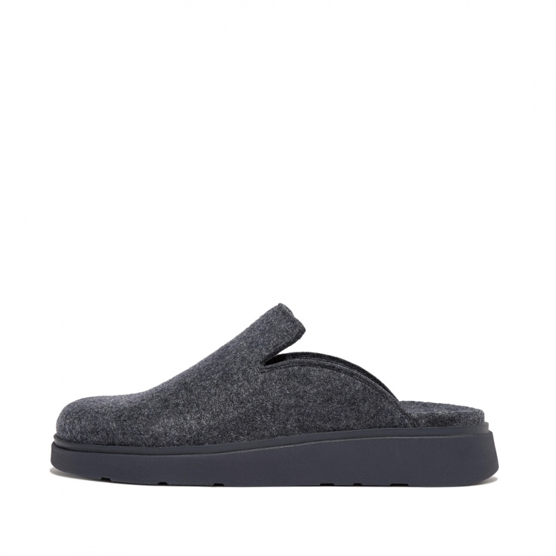 Fitflop Gen-Ff Felt Polyester Men\'s Mules Navy | IE-FDQR-80954