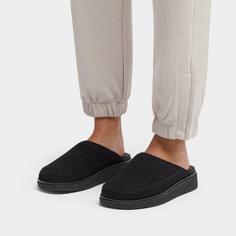 Fitflop Gen-Ff Polyester Knit Cotton Women's Mules Black | IE-RTUB-80452