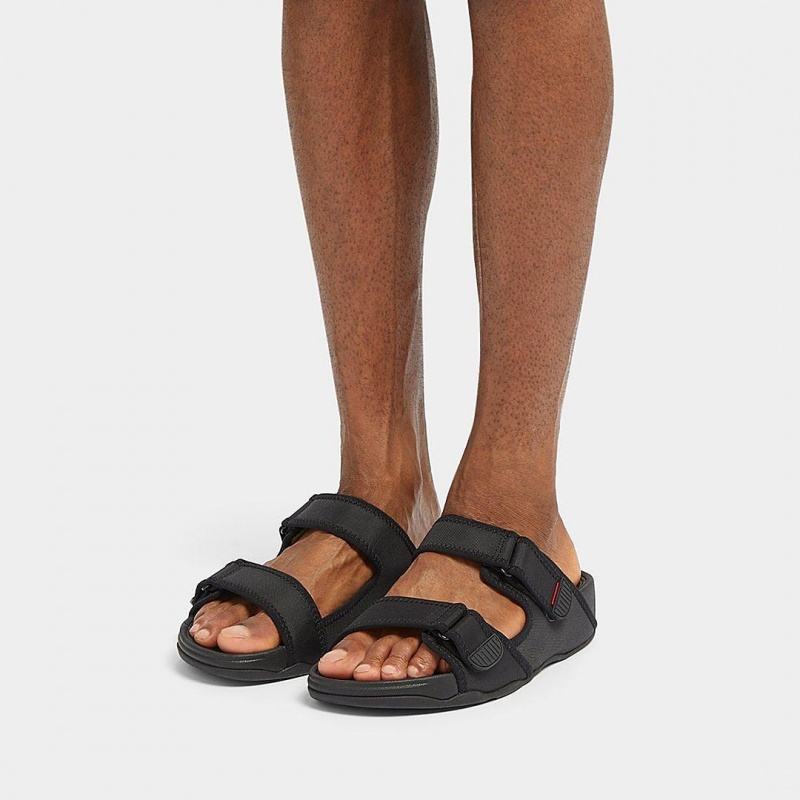 Fitflop Gogh Moc Fabric Men's Slides Black | IE-TGIS-36195