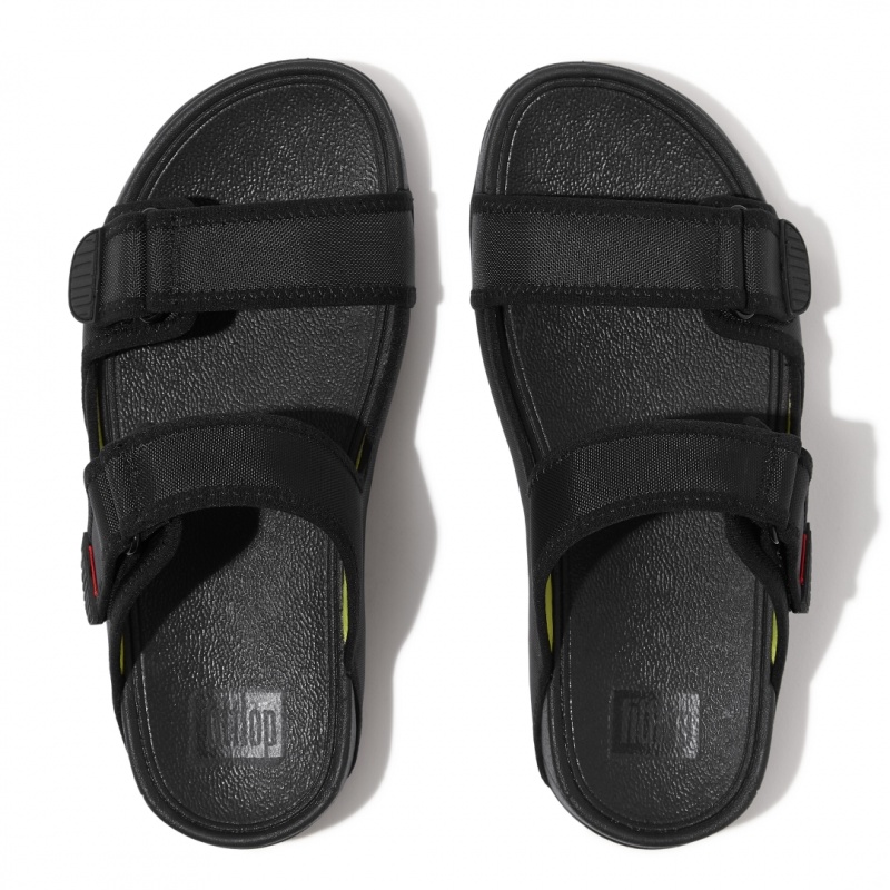 Fitflop Gogh Moc Fabric Men's Slides Black | IE-TGIS-36195