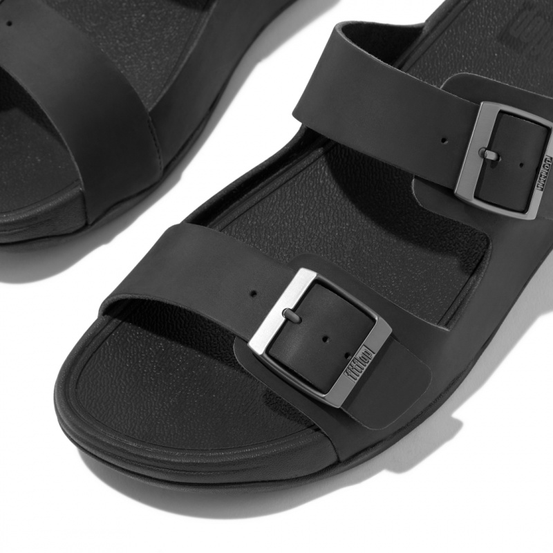 Fitflop Gogh Moc Nubuck Men's Slides Black | IE-HVSP-54081