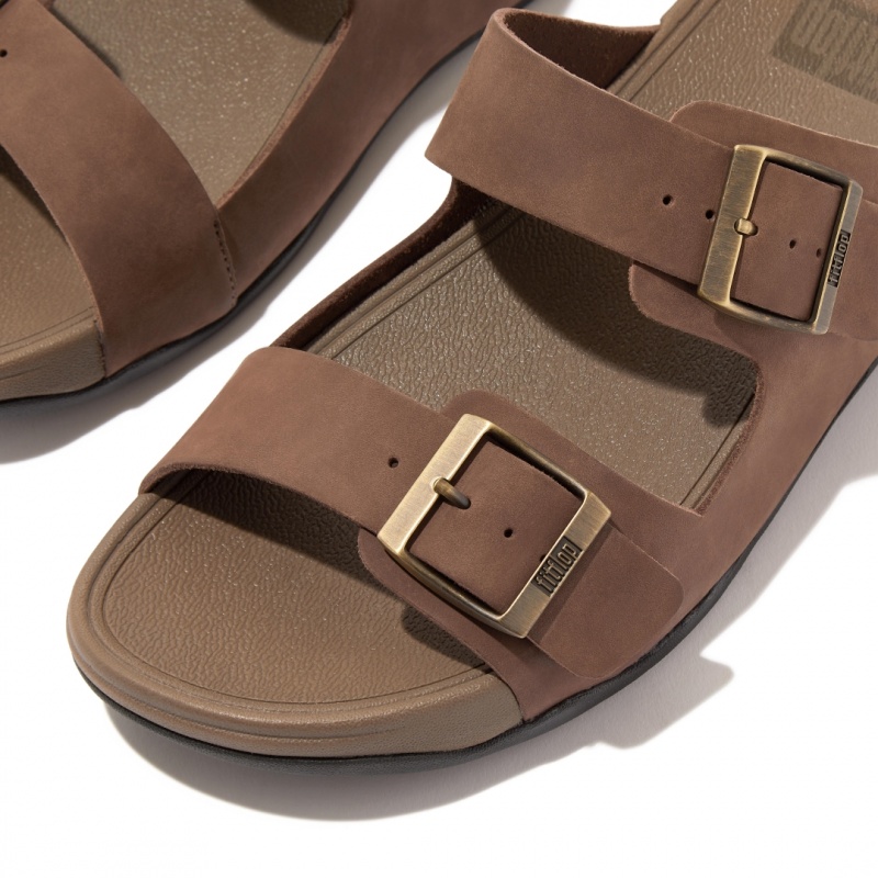 Fitflop Gogh Moc Nubuck Men's Slides Brown | IE-BDRP-01985