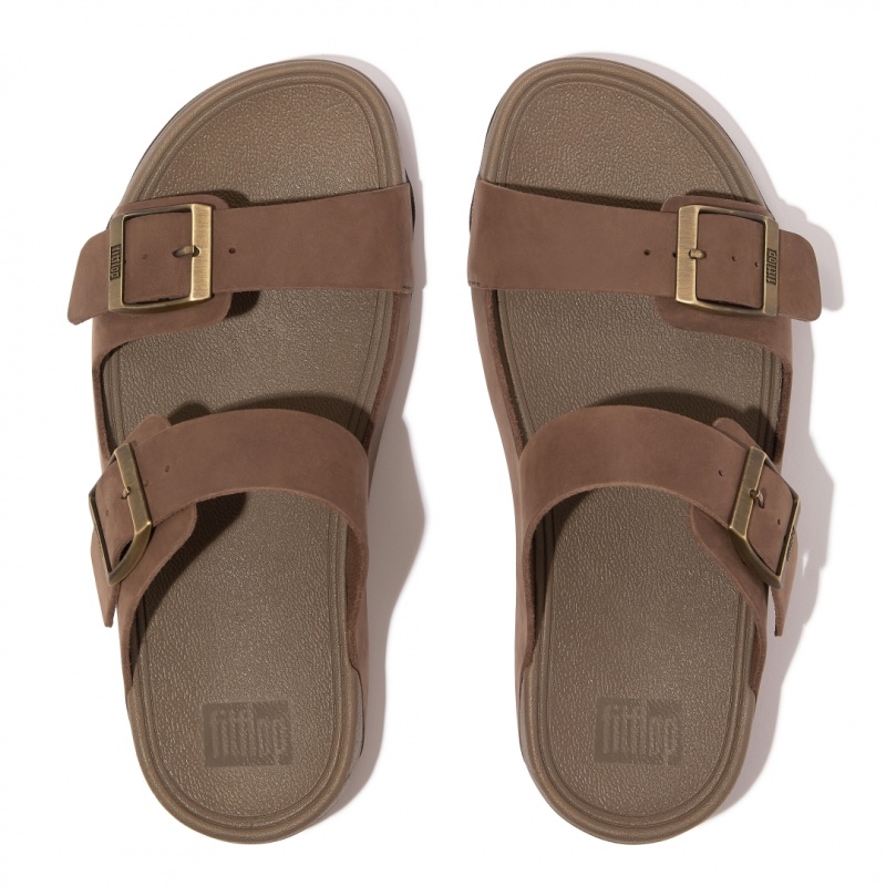 Fitflop Gogh Moc Nubuck Men's Slides Brown | IE-BDRP-01985