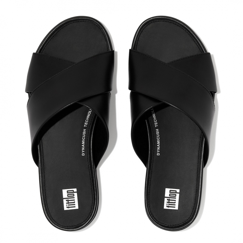 Fitflop Gracie Cross Slides Women's Slides Black | IE-JLPI-91064