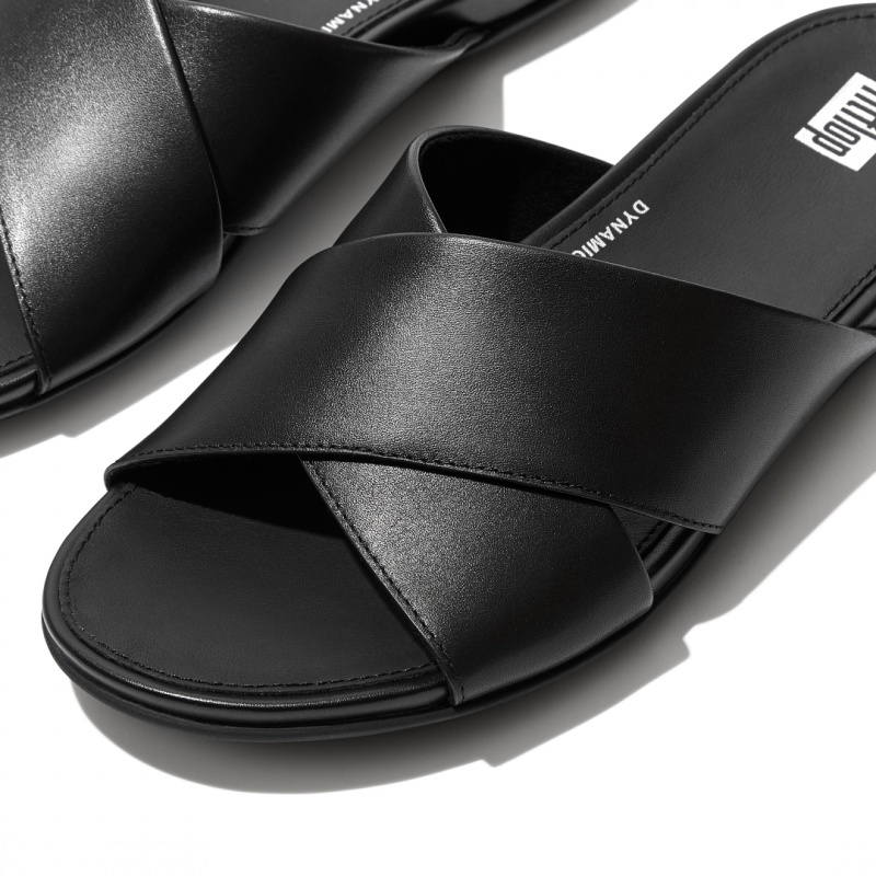 Fitflop Gracie Cross Slides Women's Slides Black | IE-JLPI-91064