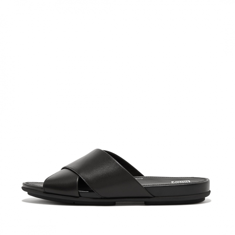 Fitflop Gracie Cross Slides Women\'s Slides Black | IE-JLPI-91064