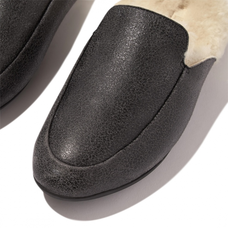 Fitflop Gracie Double Faced Shearling Women's Mules Black | IE-ZLFU-42965