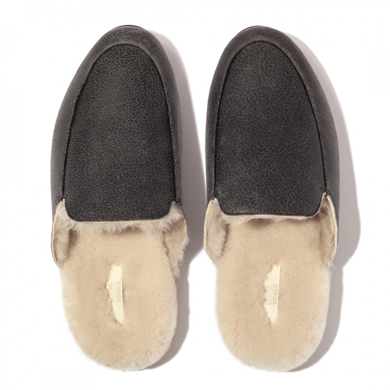 Fitflop Gracie Double Faced Shearling Women's Mules Black | IE-ZLFU-42965