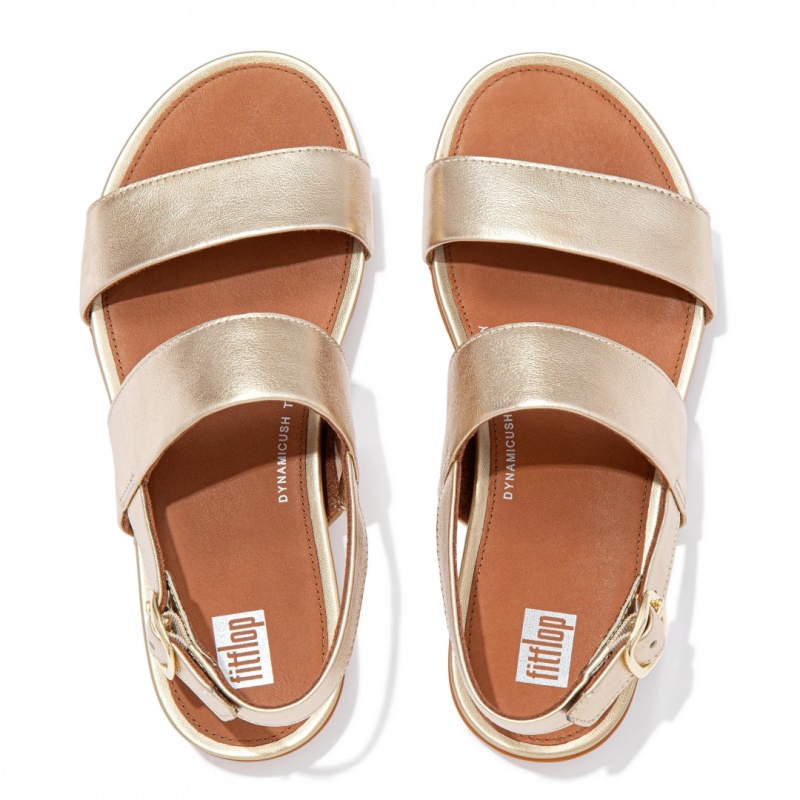 Fitflop Gracie Leather Women's Back-Strap Sandals Gold | IE-MKUJ-60523