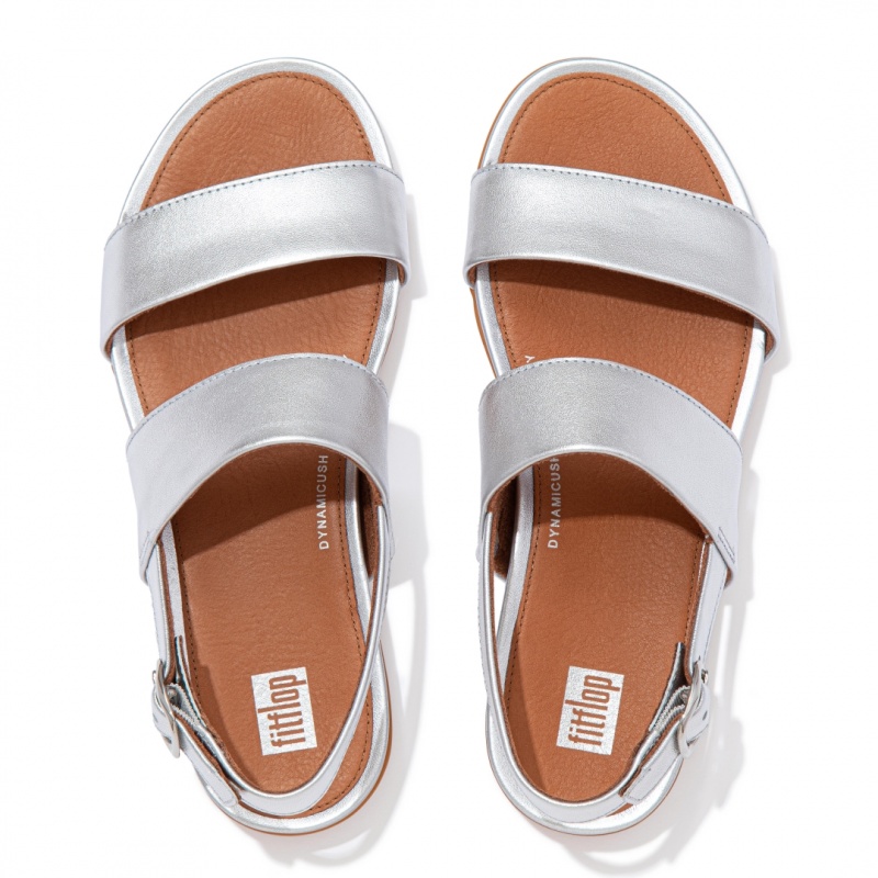 Fitflop Gracie Leather Women's Back-Strap Sandals Silver | IE-QSPT-83196