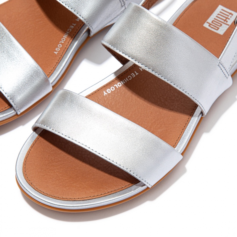 Fitflop Gracie Leather Women's Back-Strap Sandals Silver | IE-QSPT-83196