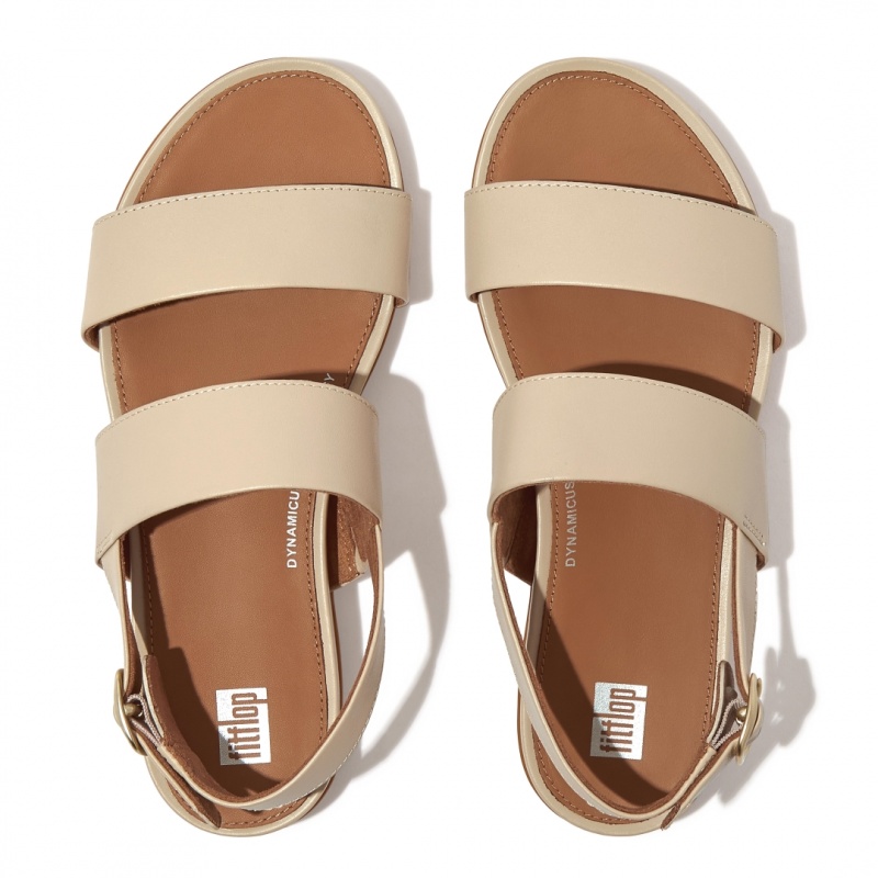 Fitflop Gracie Leather Women's Back-Strap Sandals Beige | IE-DOCP-80127