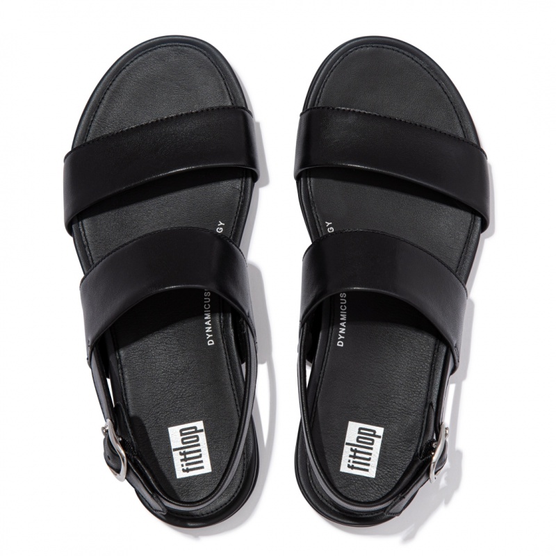 Fitflop Gracie Leather Women's Back-Strap Sandals Black | IE-GIOB-75209