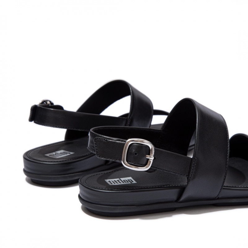 Fitflop Gracie Leather Women's Back-Strap Sandals Black | IE-GIOB-75209