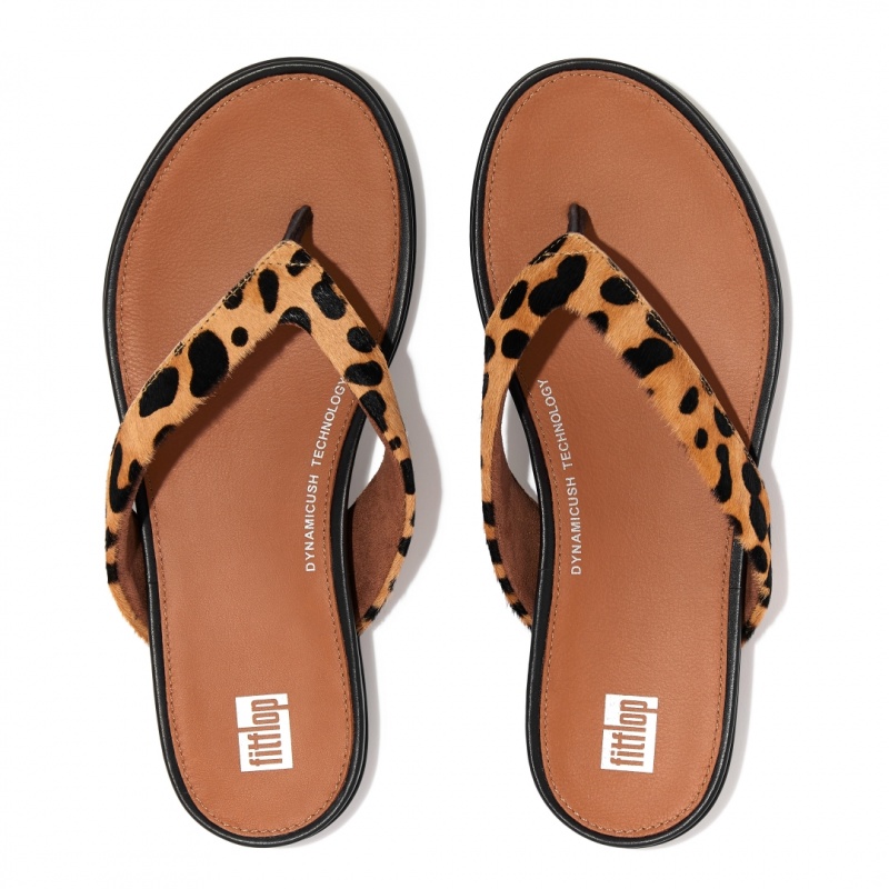 Fitflop Gracie Leopard Print Women's Flip Flops Leopard | IE-NIKT-40398