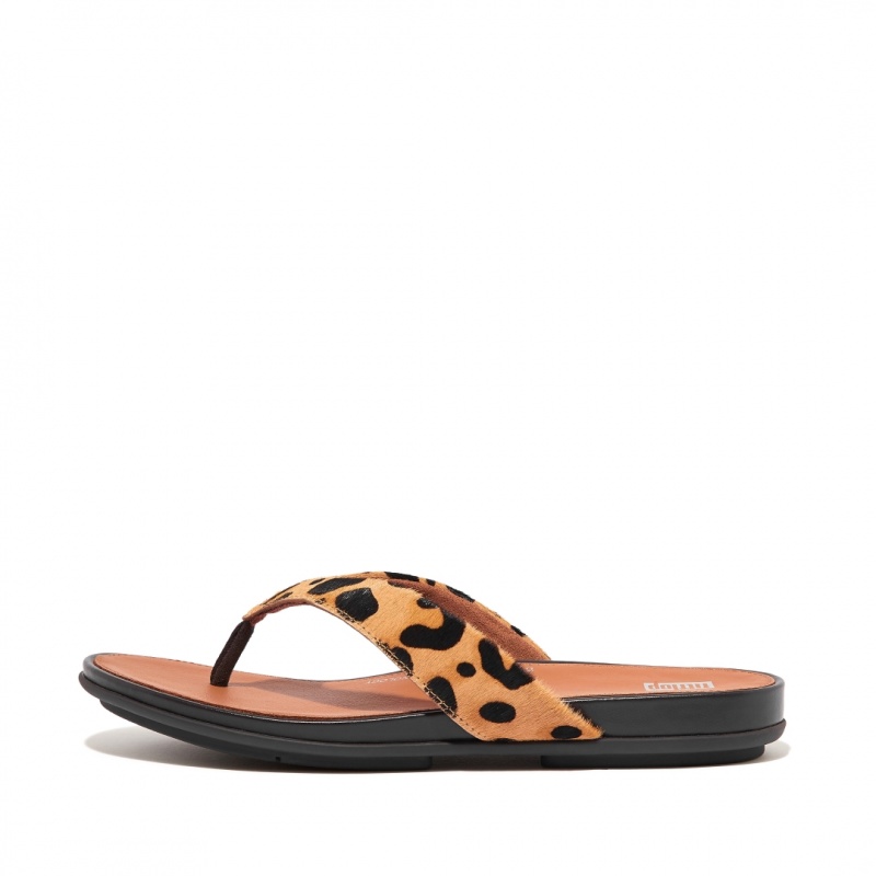 Fitflop Gracie Leopard Print Women\'s Flip Flops Leopard | IE-NIKT-40398