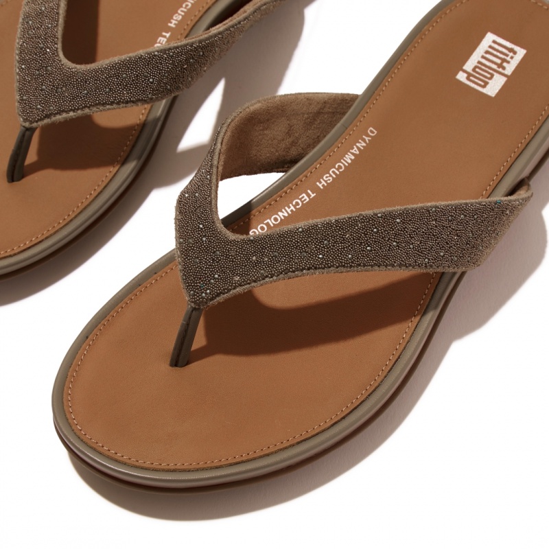 Fitflop Gracie Microfibre Flip Flops Women's Flip Flops Brown | IE-OSMD-94387