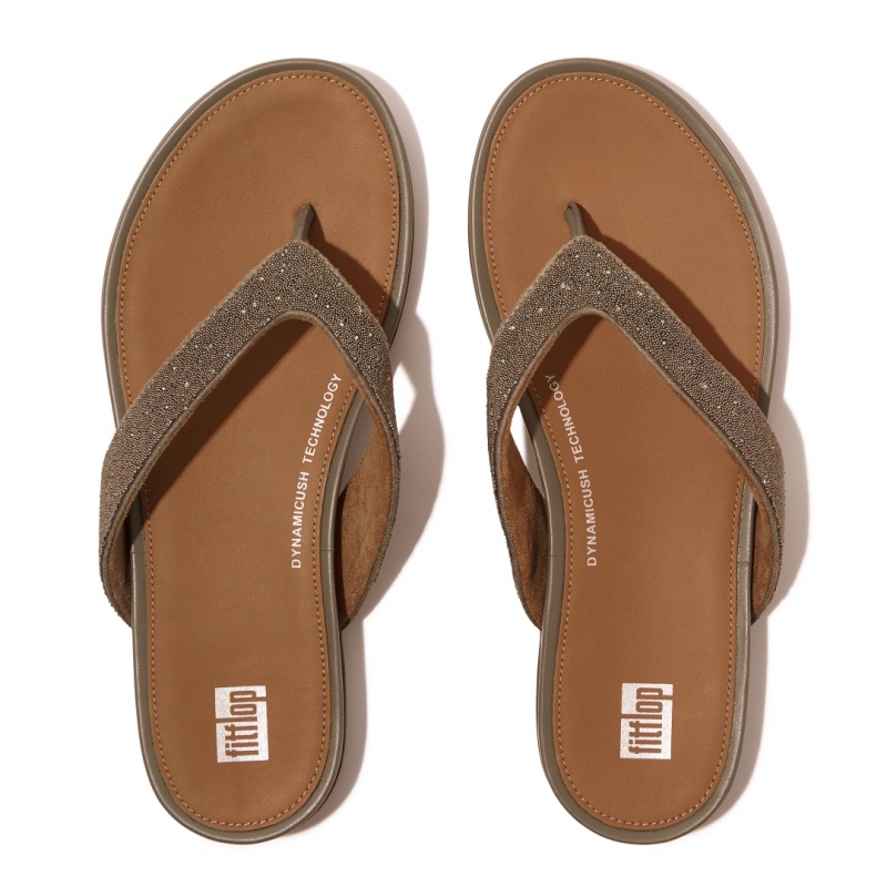 Fitflop Gracie Microfibre Flip Flops Women's Flip Flops Brown | IE-OSMD-94387