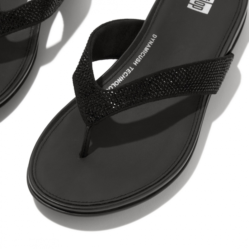 Fitflop Gracie Microfibre Women's Flip Flops Black | IE-NZHK-58731