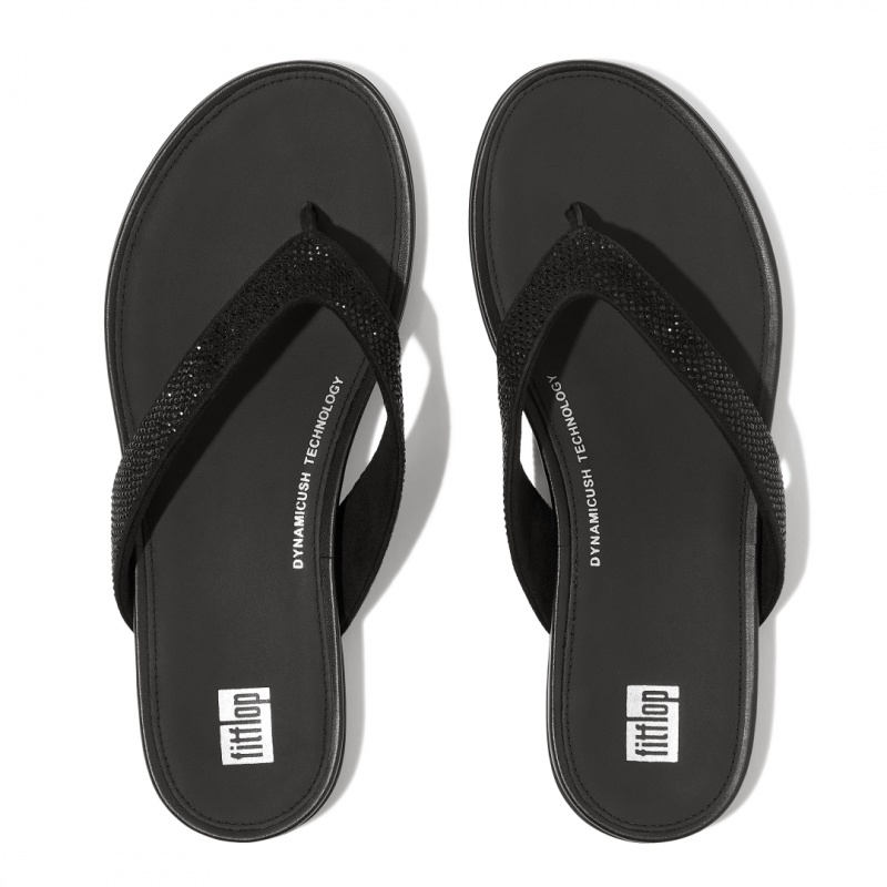 Fitflop Gracie Microfibre Women's Flip Flops Black | IE-NZHK-58731