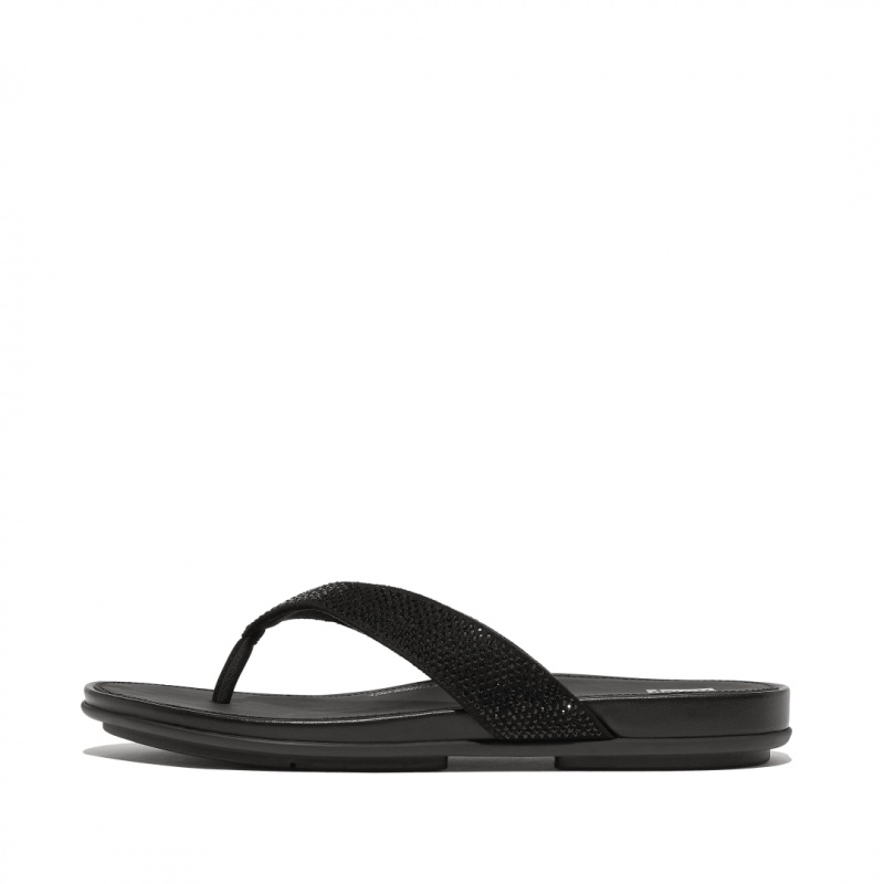 Fitflop Gracie Microfibre Women\'s Flip Flops Black | IE-NZHK-58731