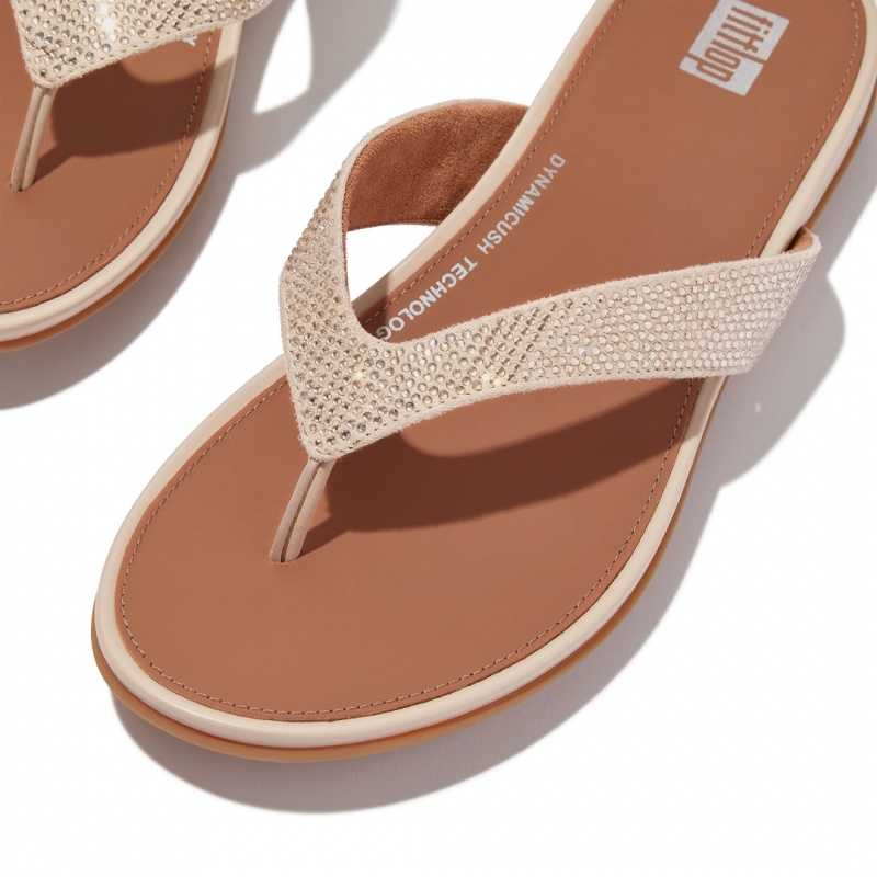 Fitflop Gracie Microfibre Women's Flip Flops Beige | IE-BCPO-17463