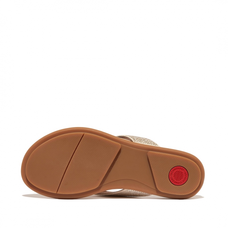 Fitflop Gracie Microfibre Women's Flip Flops Beige | IE-BCPO-17463