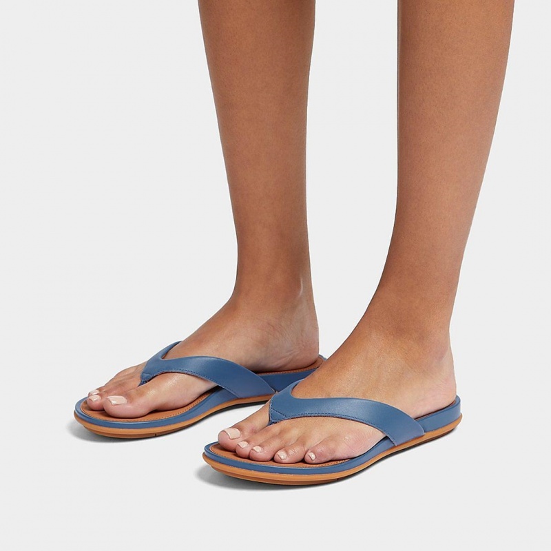 Fitflop Gracie Women's Flip Flops Blue | IE-MUBY-50124