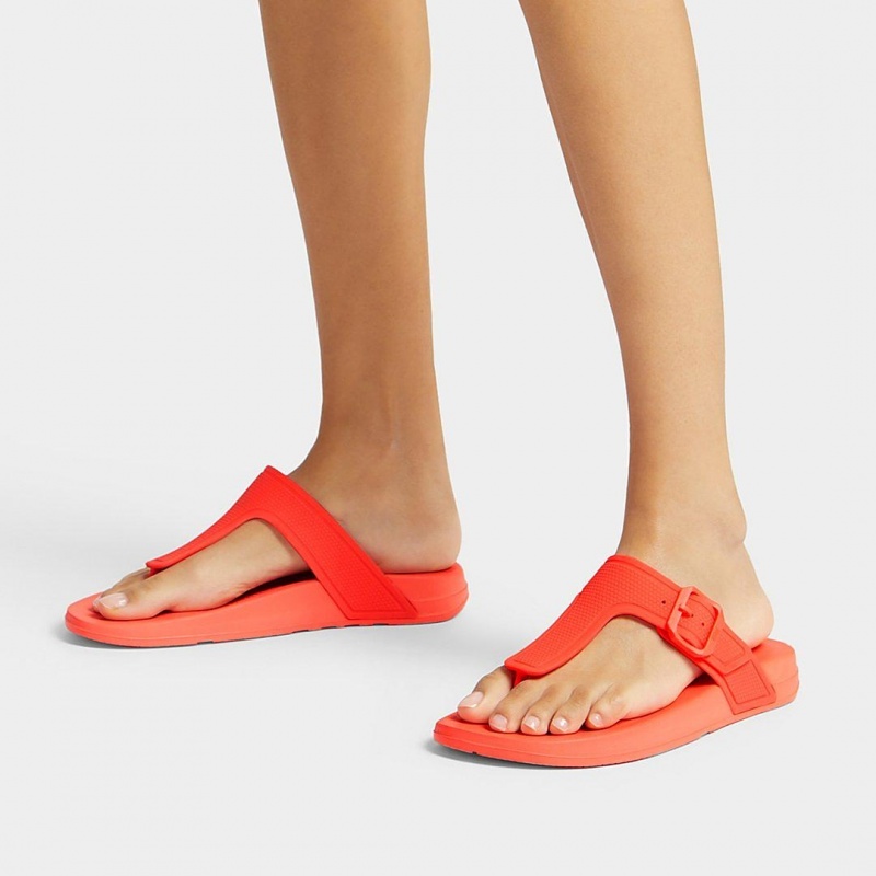 Fitflop Iqushion Adjustable Buckle Flip Flops Women's Flip Flops Orange | IE-RZGE-41598