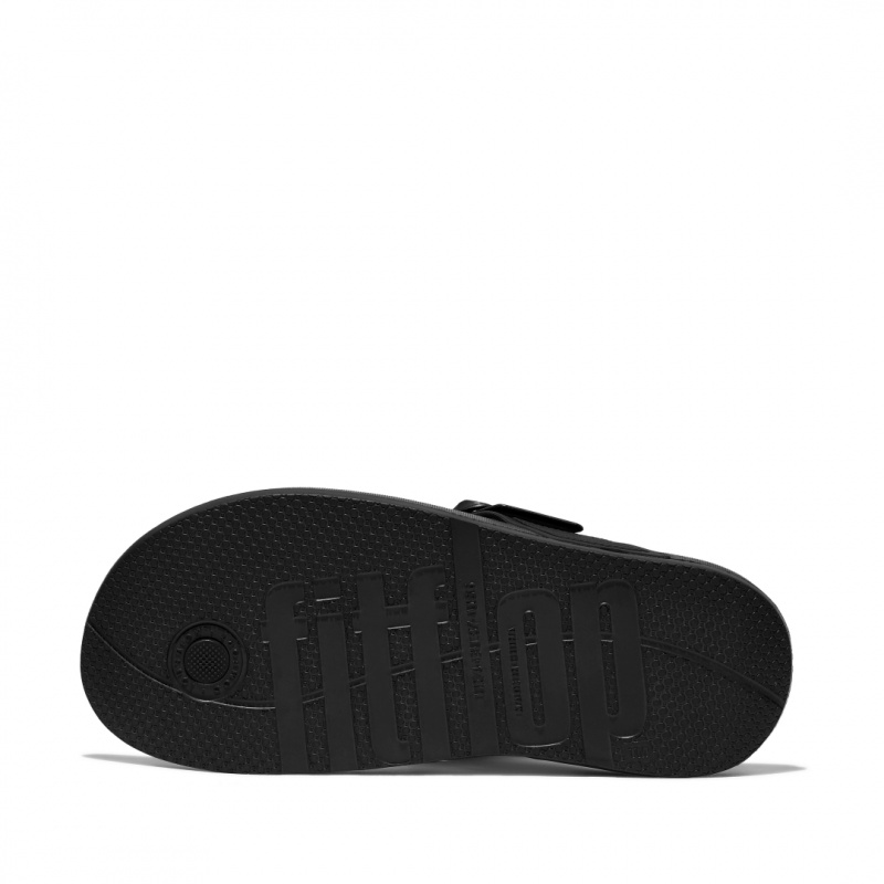 Fitflop Iqushion Adjustable Buckle Women's Flip Flops Black | IE-LOHU-37418