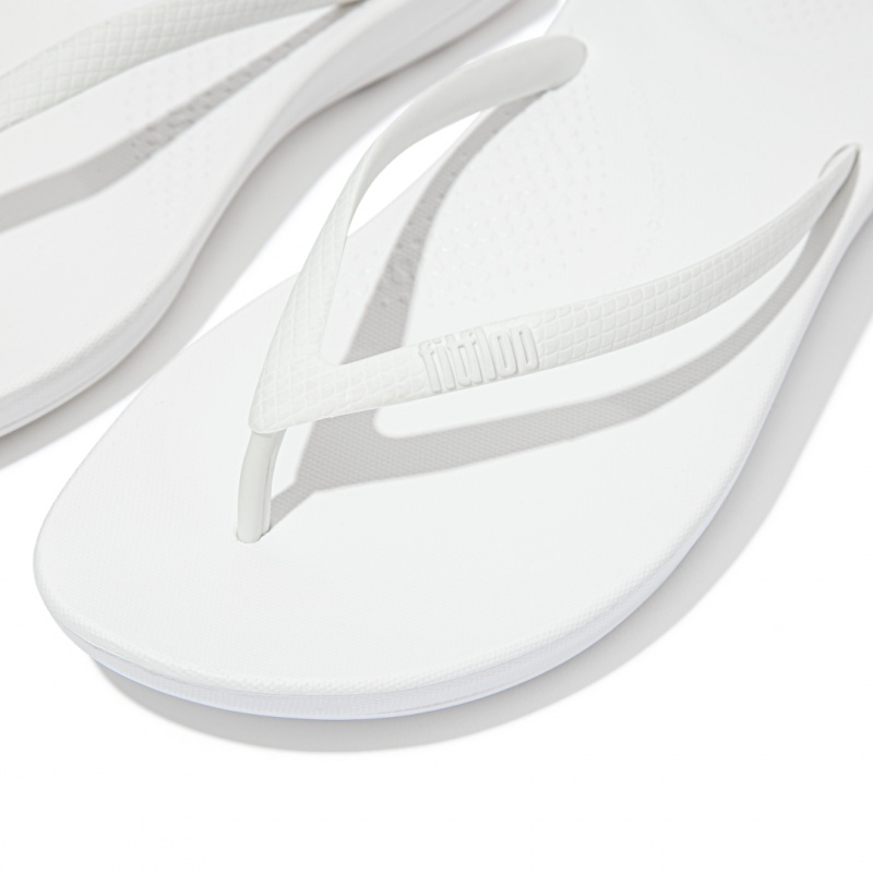 Fitflop Iqushion Ergonomc Women's Flip Flops White | IE-JHMS-43590