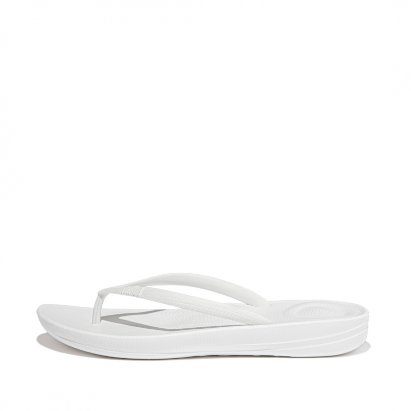 Fitflop Iqushion Ergonomc Women\'s Flip Flops White | IE-JHMS-43590