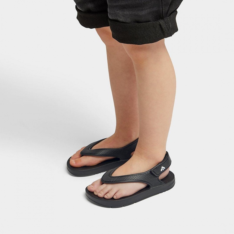 Fitflop Iqushion Eva Back Straps Kids'' Flip Flops Black | IE-KZWR-73952