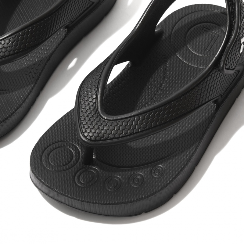 Fitflop Iqushion Eva Back Straps Kids'' Flip Flops Black | IE-KZWR-73952